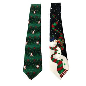 Neck Tie Yule Tie Greetings Hallmark Winter Holiday Christmas Snowman Navy Santa